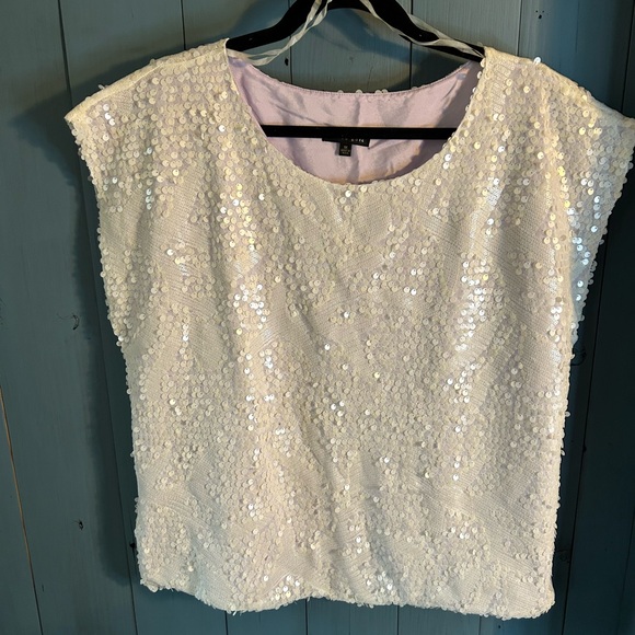 “Black Gold” Elegant Sequin Embellished Ivory Blouse | Size 1x - Picture 1 of 6